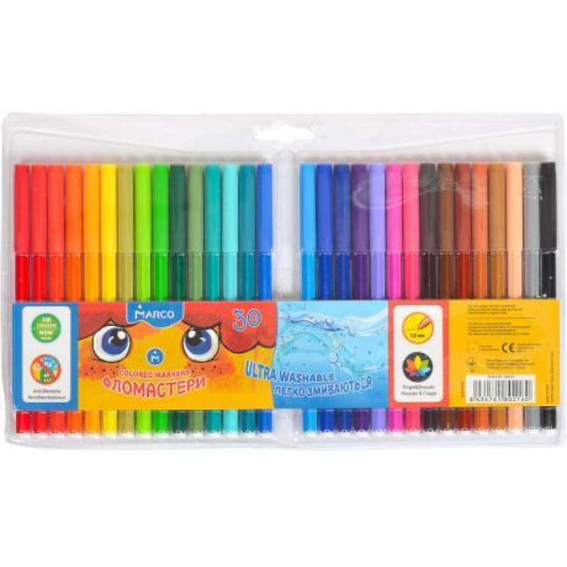 Фломастери 30 кольорів MARCO 1690-30 KNZ Фломастери 30 кольорів MARCO 1690-30 KNZ