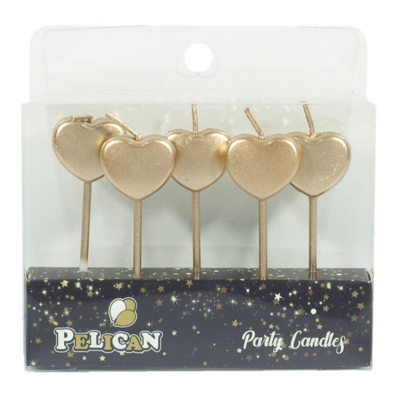 Набір свічок для торта “СЕРЦЕ“, золото 5шт / уп 868711 KNZ
