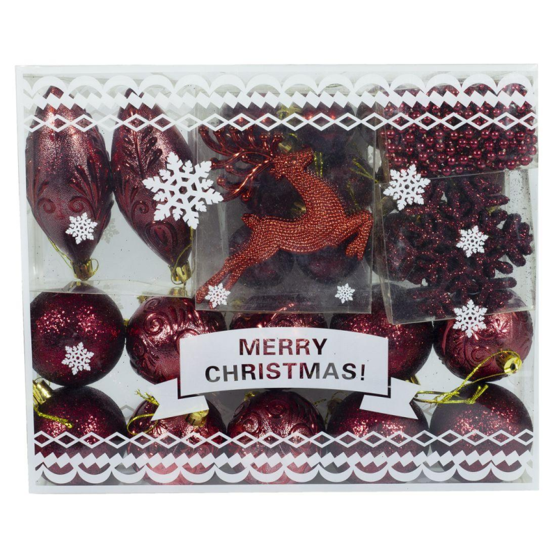 Набір новорічних куль для ялинки “Present“ 33шт: фігурки, намисто KNZ