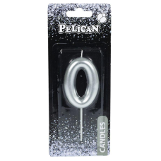 Свічка для торта Pelican “0“ СРІБРО 6 см 866020 KNZ