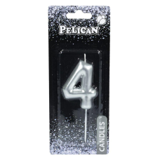 Свічка для торта Pelican “4“ СРІБЛО 6 см 866024 KNZ