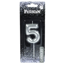 Свічка для торта Pelican “5“ СРІБЛО 6 см 866025 KNZ
