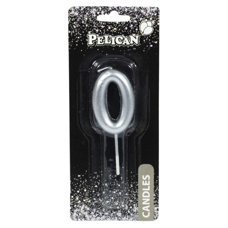 Свічка для торта Pelican, “0“ срібло 4,5см 864520 KNZ