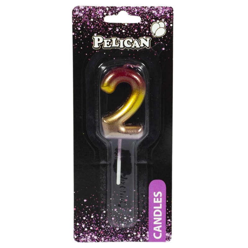 Свічка для торта Pelican, “2“ РАДУЖНА 4,5см 864562 KNZ