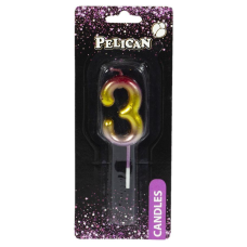 Свічка для торта Pelican, “3“ РАДУЖНА 4,5см 864563 KNZ