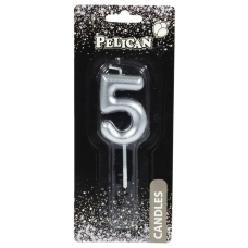 Свічка для торта Pelican, “5“ срібло 4,5см 864525 KNZ