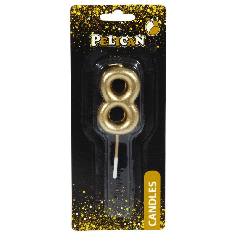 Свічка для торта Pelican, “8“ золото 4,5см 864518 KNZ