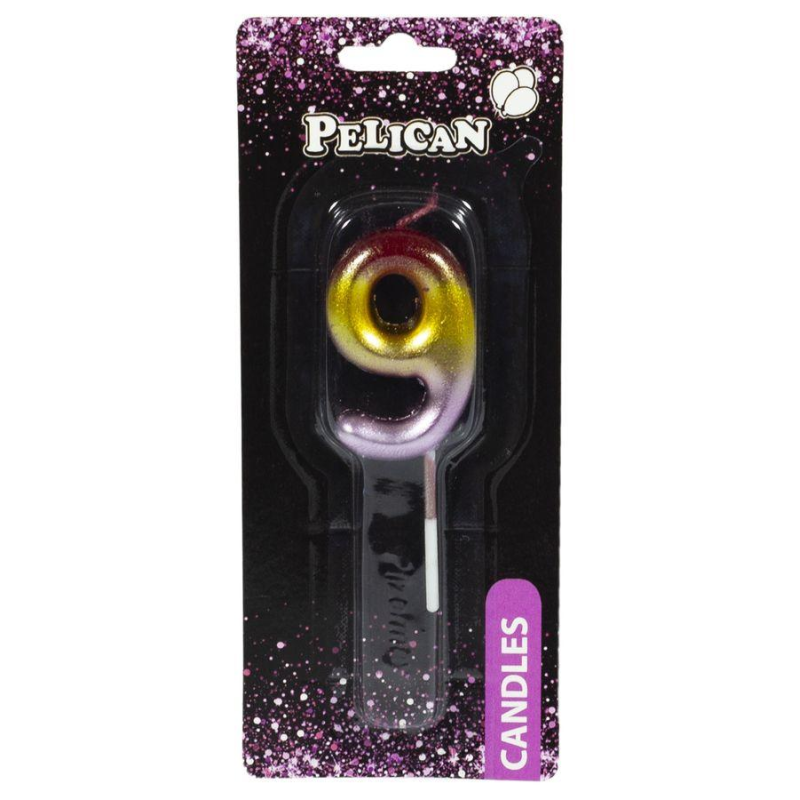 Свічка для торта Pelican, “9“ РАДУЖНА 4,5см 864569 KNZ
