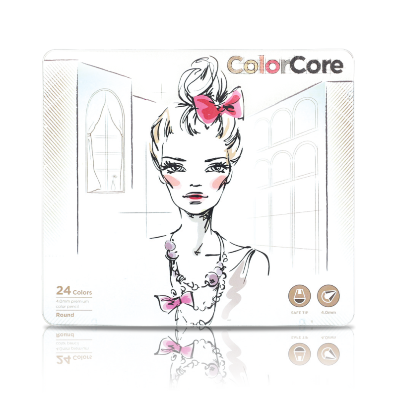 Олівці кольорові 24 кольори “MARCO“ ColorCore Round у металевому пеналі 3130-24TN KNZ