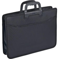 Портфель-сумка А4 на 2 відділення + бічна кишеня пластикова чорна для документів на блискавці з ручками KNZ
