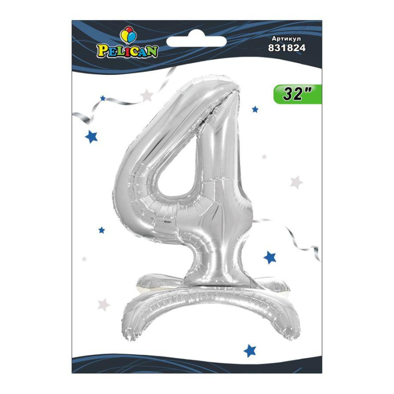 Цифра на підставці Pelican “4“ срібло 80см 831824 KNZ