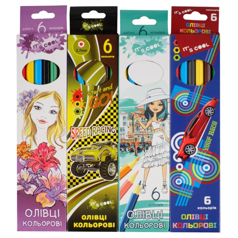 Олівці кольорові 6 кольорів “It“s Cool“ 215\6 KNZ Олівці кольорові 6 кольорів “It“s Cool“ 215\6 KNZ