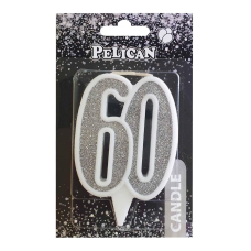 Свічка ювілейна “60“ СРІБЛО 7 см, TM Pelican 867260 KNZ