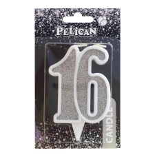Свічка ювілейна “16“ СРІБЛО 7 см, TM Pelican 867216 KNZ