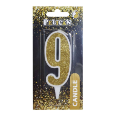 Свічка для торта цифра “9“ ЗОЛОТА 7 см, TM Pelican 867019 KNZ