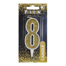 Свічка для торта цифра “8“ ЗОЛОТА 7 см, TM Pelican 867018 KNZ