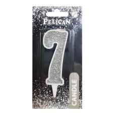 Свічка для торта цифра “7“ СРІБЛО 7 см, TM Pelican 867027 KNZ