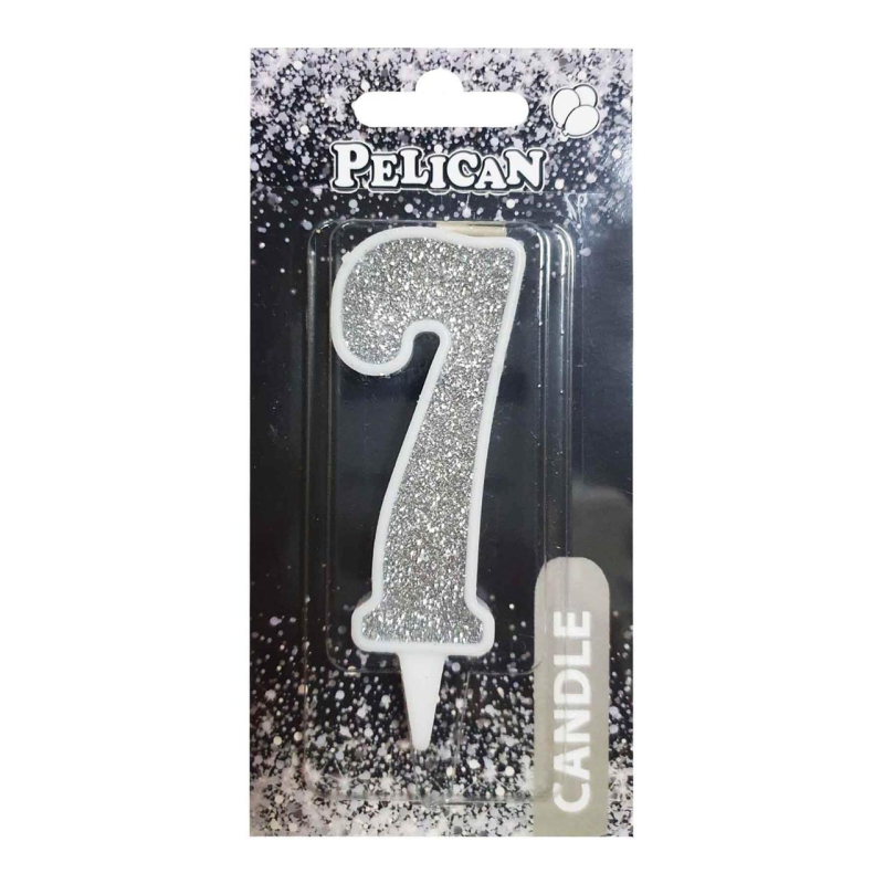 Свічка для торта цифра “7“ СРІБЛО 7 см, TM Pelican 867027 KNZ