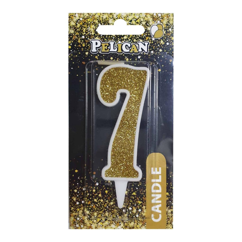 Свічка для торта цифра “7“ ЗОЛОТА 7 см, TM Pelican 867017 KNZ