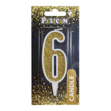 Свічка для торта цифра “6“ ЗОЛОТА 7 см, TM Pelican 867016 KNZ