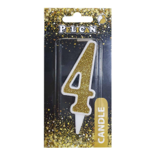 Свічка для торта цифра “4“ ЗОЛОТА 7 см, TM Pelican 867014 KNZ