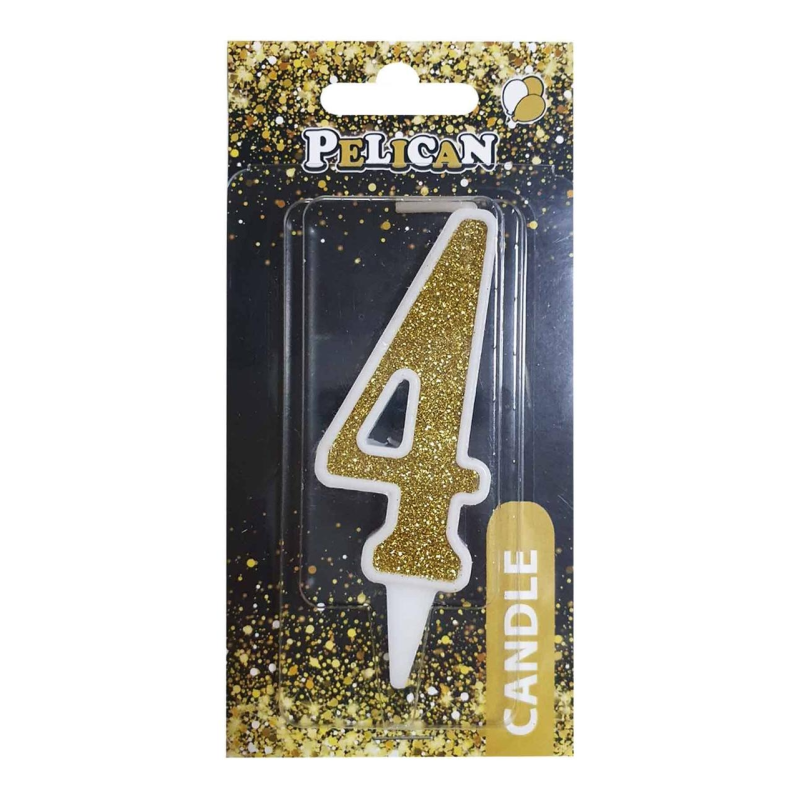 Свічка для торта цифра “4“ ЗОЛОТА 7 см, TM Pelican 867014 KNZ