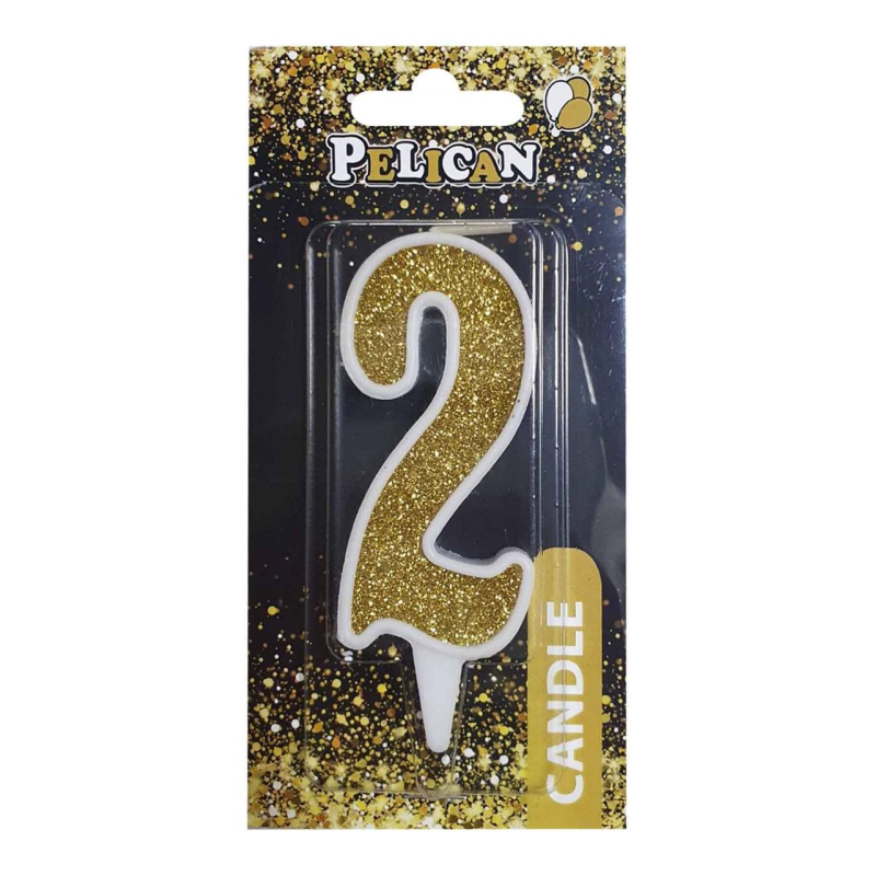 Свічка для торта цифра “2“ ЗОЛОТА 7 см, TM Pelican 867012 KNZ