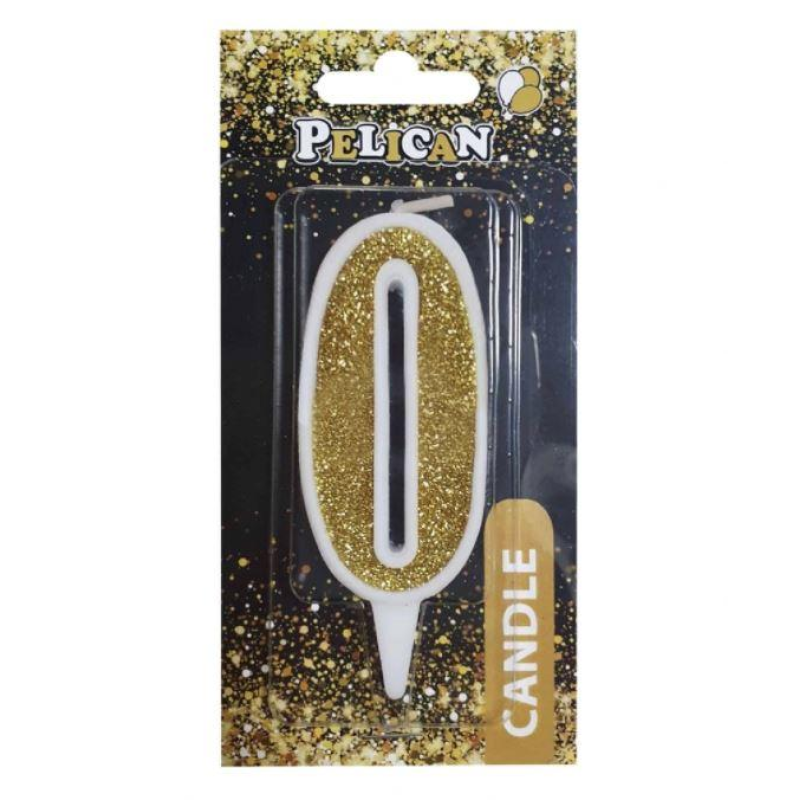 Свічка для торта цифра “0“ ЗОЛОТА 7 см, TM Pelican 867010 KNZ