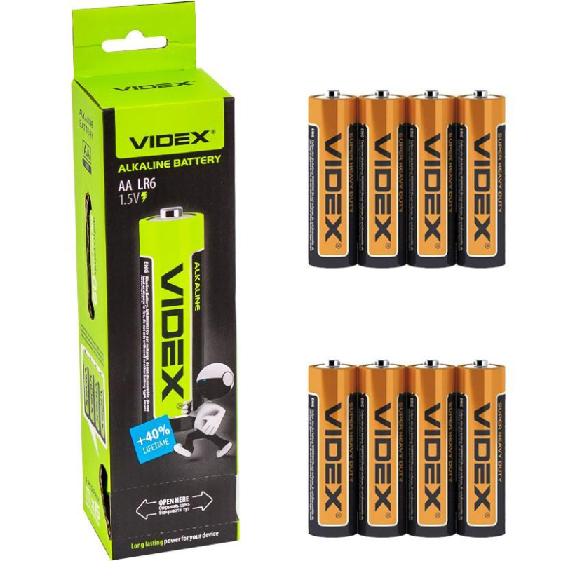 Батарейка VIDEX LR6/AA 2pcs SHRINK CARD KNZ