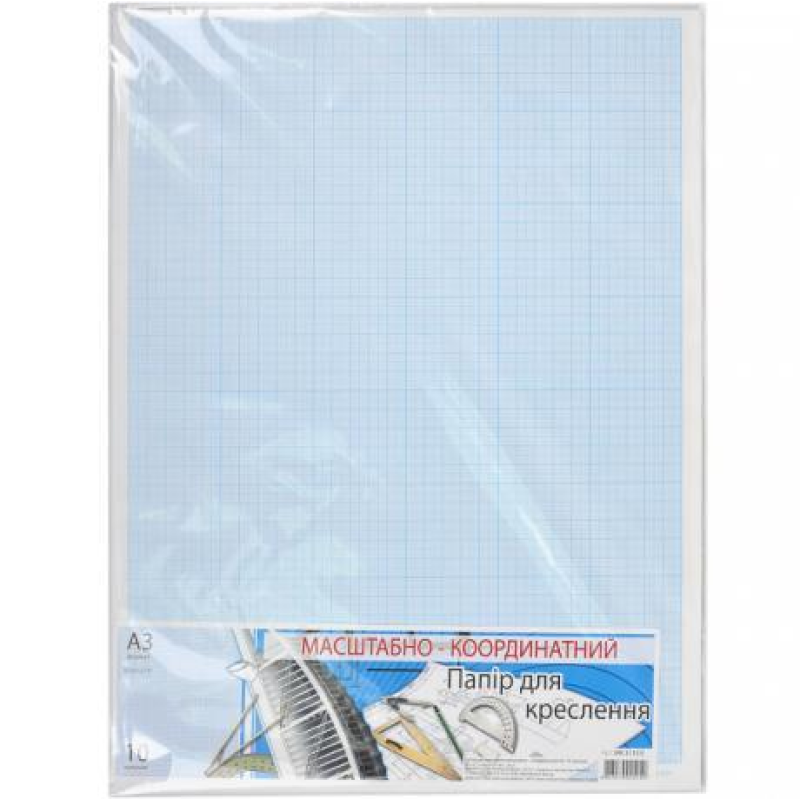 Папір масштабно-координатний А3 “Графіка“ 10 аркушів для креслень в п/п пакеті Міліметрівка KNZ Папір масштабно-координатний А3 “Графіка“ 10 аркушів для креслень в п/п пакеті Міліметрівка KNZ
