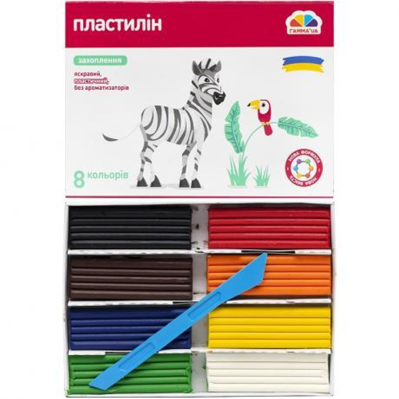 Пластилін 8 кольорів Гамма “Захоплення“ 160 гр KNZ