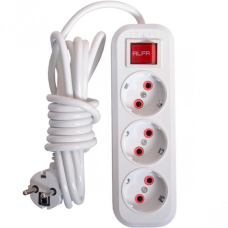 Подовжувач електричний з вимикачем на 3 гнізда 5м KNZ