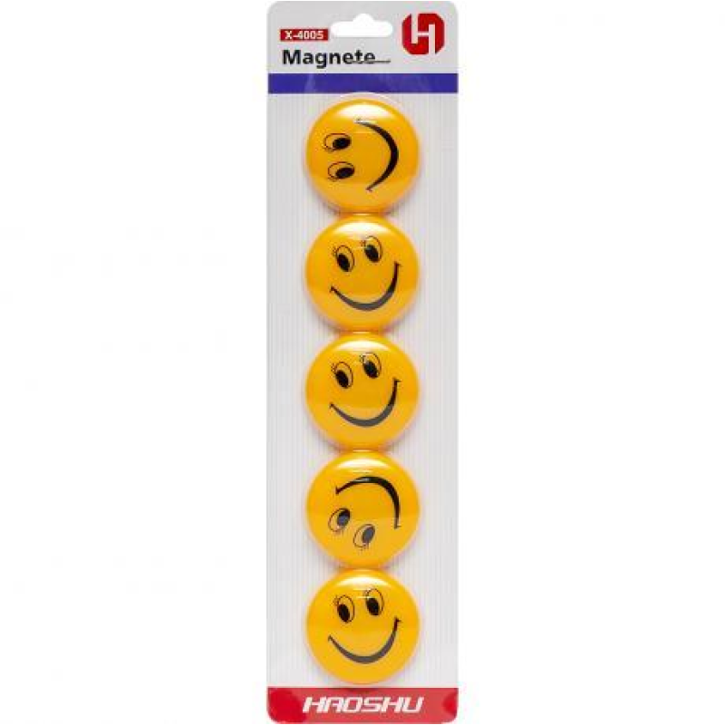 Магніт для дошки “Смайлик“ D=4см 5 штук X-4005 KNZ