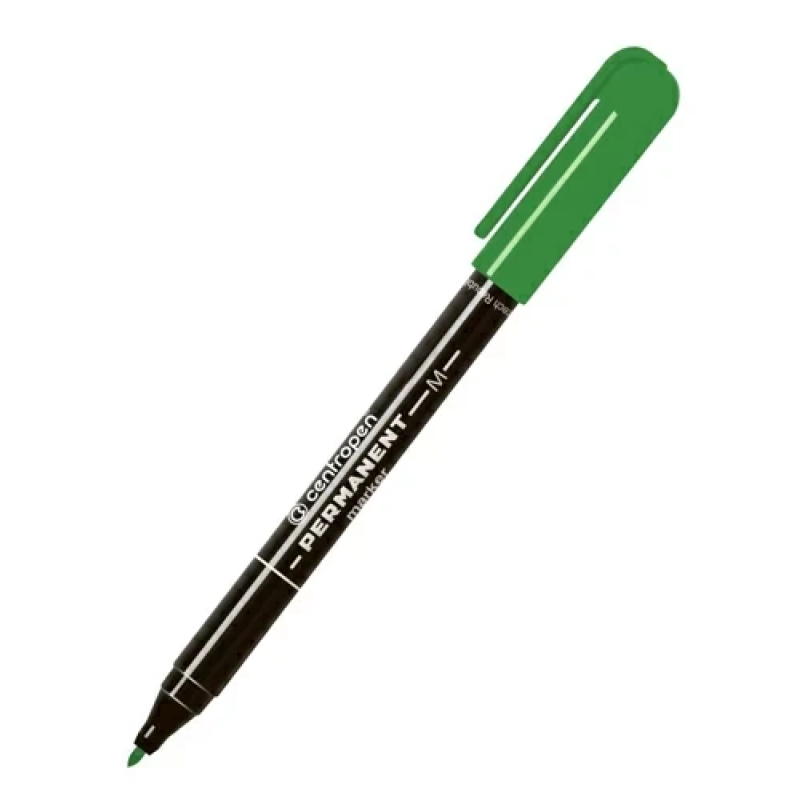 Перманентний маркер “Centropen“ зелений (1 мм) тонкий центропен на спиртовій основі KNZ