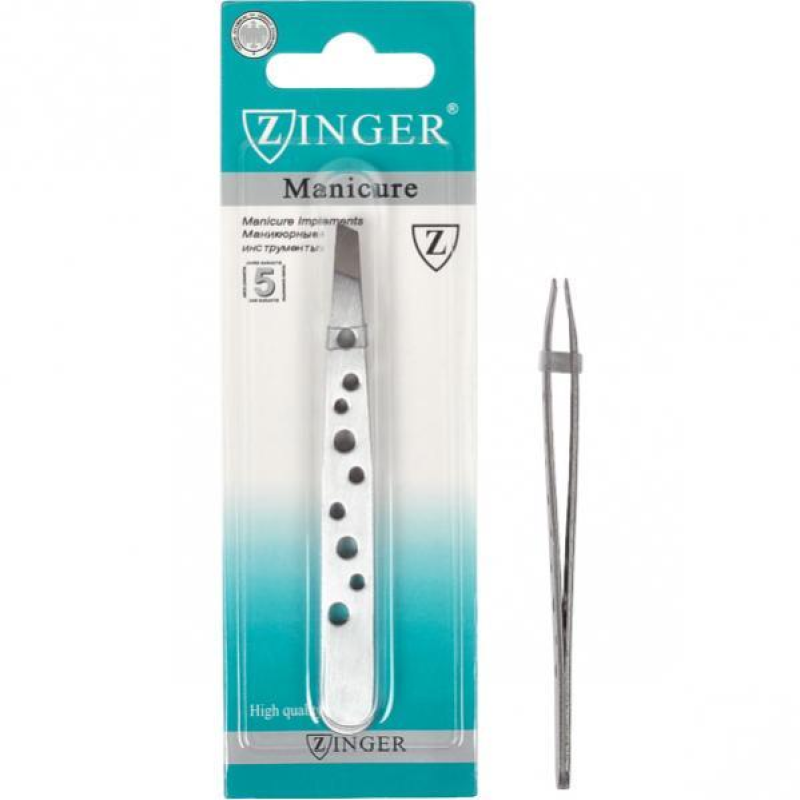 Скошений пінцет “Zingko Classic“ сталь, з дірочками 9,5 см KNZ