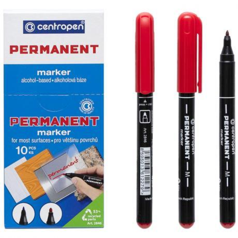 Перманентний маркер “Centropen“ червоний (1 мм) тонкий центропен на спиртовій основі KNZ Перманентний маркер “Centropen“ червоний (1 мм) тонкий центропен на спиртовій основі KNZ