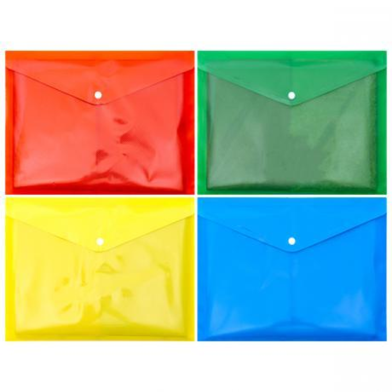 Папка-конверт кнопка А4 неон 17 мікрон KNZ