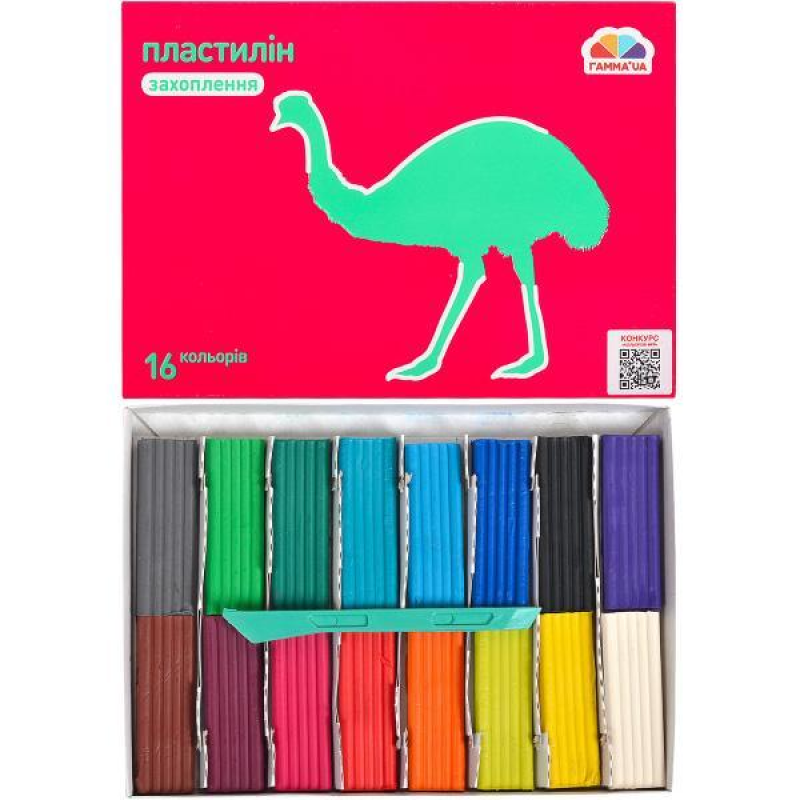 Пластилін 16 кольорів Гамма “Захоплення“ 256 гр KNZ