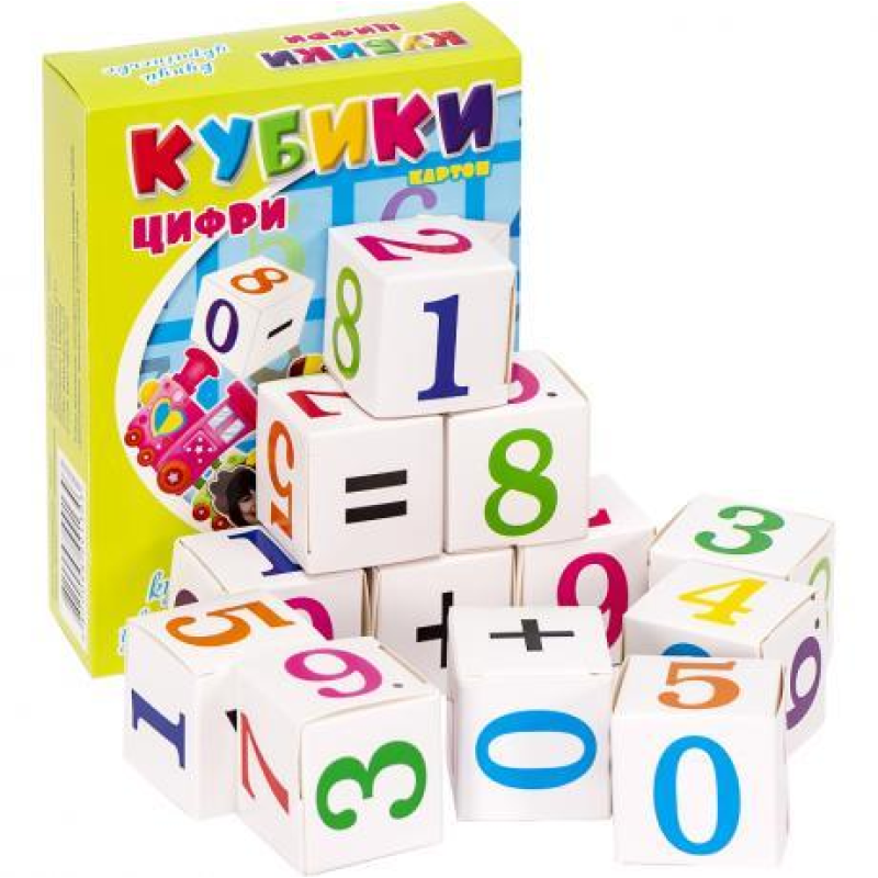 Кубики “Цифри та знаки“ КАРТОН у коробочці KNZ