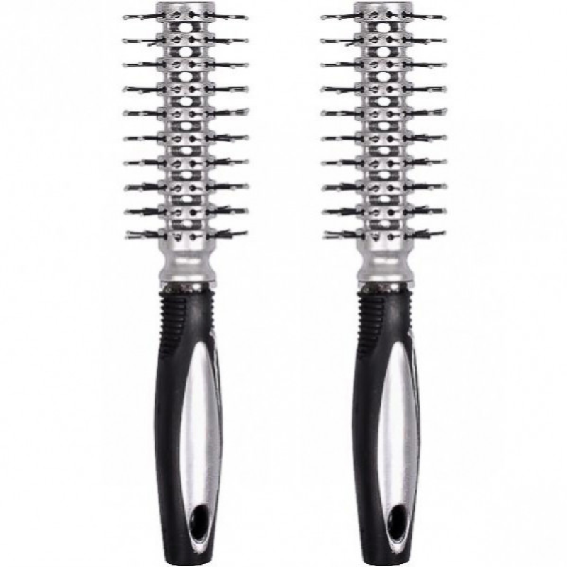 Щітка “скелетна“ кругла, рідкісні зуби двоколірна 22см KNZ