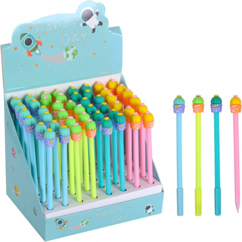 Ручка гелева 6037 “Кактус“ синя KNZ