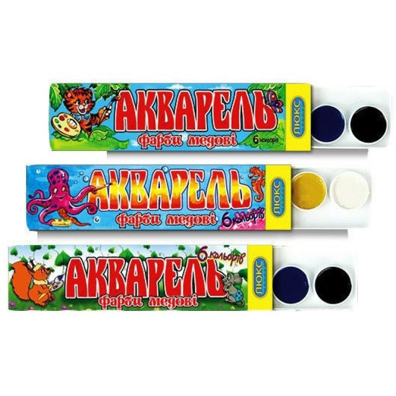 Акварель 6 кольорів “Люкс-Колор“ у картонній упаковці 02001 KNZ