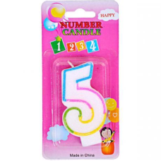 Свічка-цифра в торт “5“ з блискітками K10-114 NZ KNZ