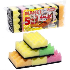 Губка для миття посуду “Максі“ 5+2шт 9,5*6*3см KNZ