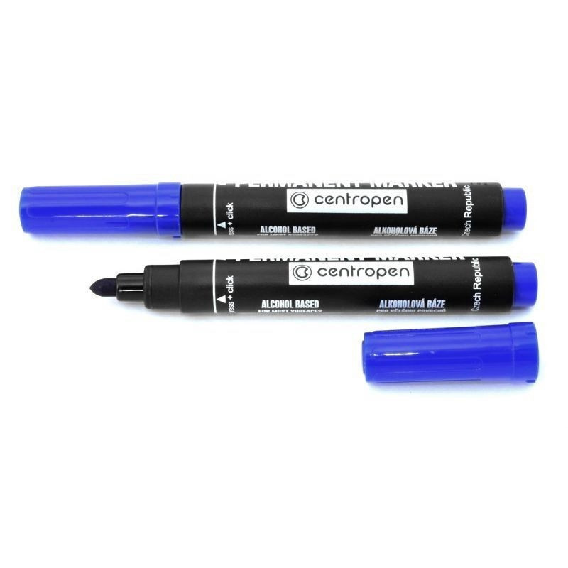 Перманентний маркер “Centropen“ товстий круглий синій 2,5 мм KNZ