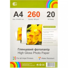 Фотопапір А4 260г/м2, 20 аркушів, глянсовий “С“ KNZ