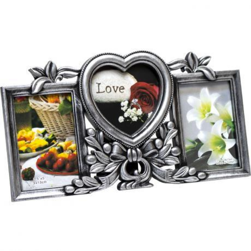 Фоторамка-колаж чорна з сріблом на 3 фотографії KF-10 32*18*2см KNZ Фоторамка-колаж чорна з сріблом на 3 фотографії KF-10 32*18*2см KNZ