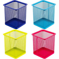 Склянка для ручок метал “Квадратний“ кольоровий 8,5х8,5х10 см KNZ