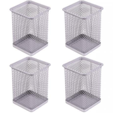 Склянка для ручок метал “Квадратний“ 804 срібло 8,5х8,5х10,0 см KNZ