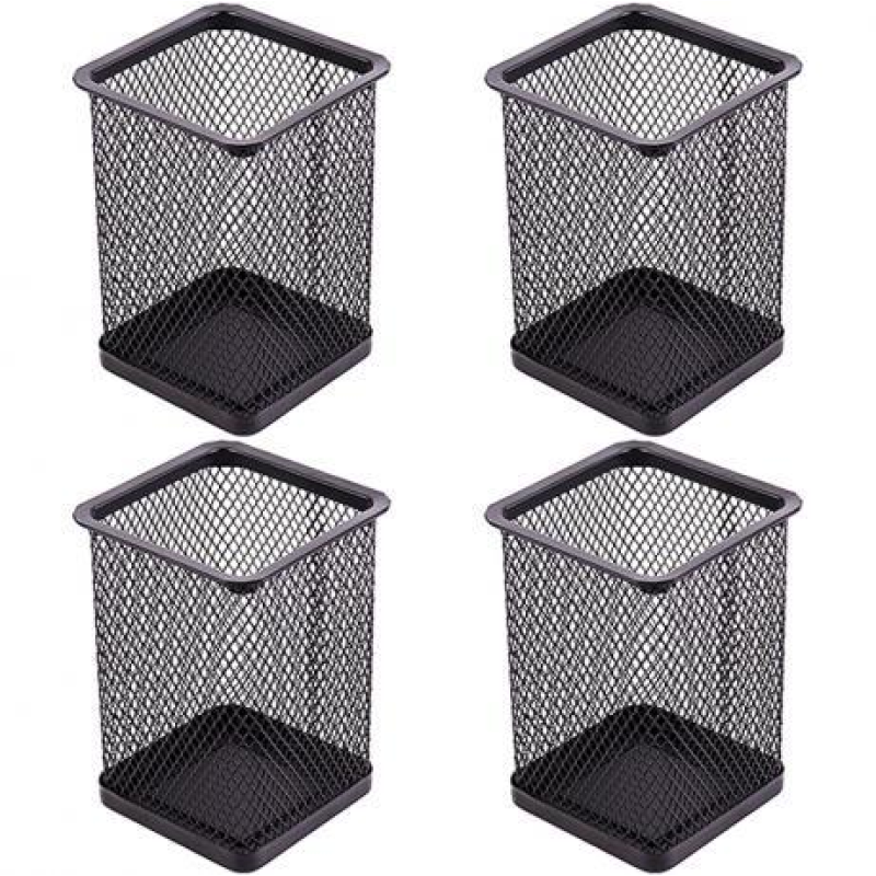 Склянка для ручок метал “Квадратна“ чорна 8,5х8,5х10 см 804 KNZ